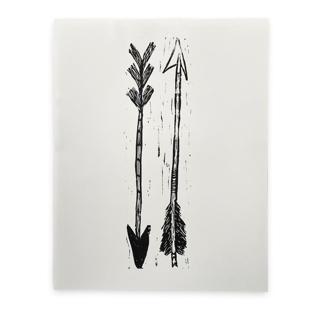 Original Woodcut Print - Arrows